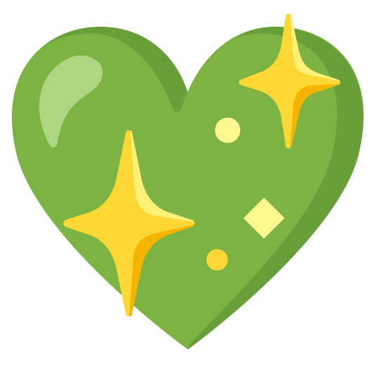 green heart sparkling heart