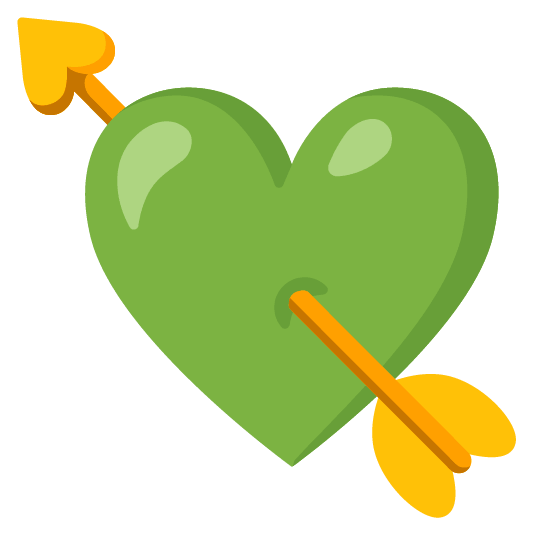 green heart cupid