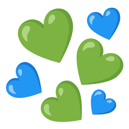 green heart blue heart