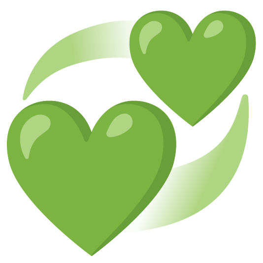 green heart revolving hearts