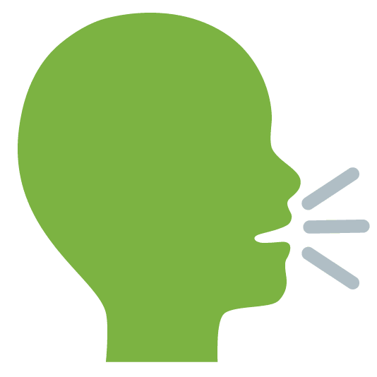 green heart speaking head in silhouette