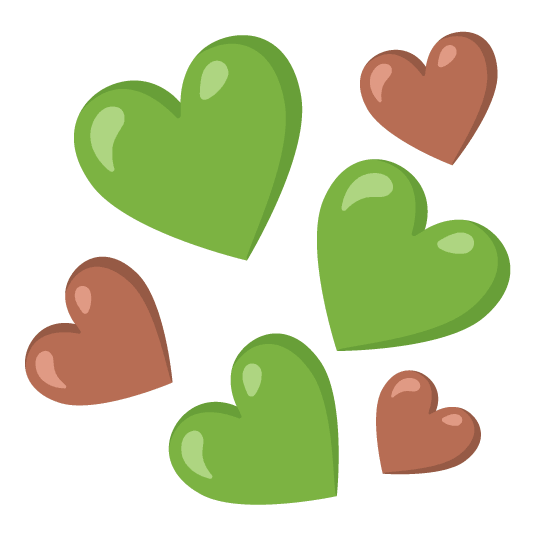 green heart brown heart