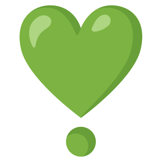green heart heavy heart exclamation mark ornament