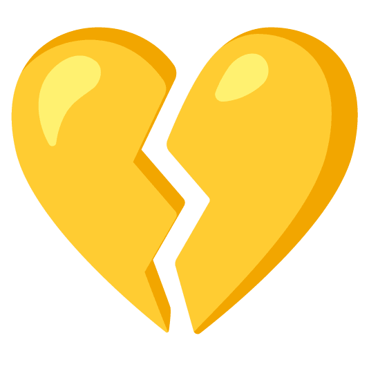 yellow heart broken heart