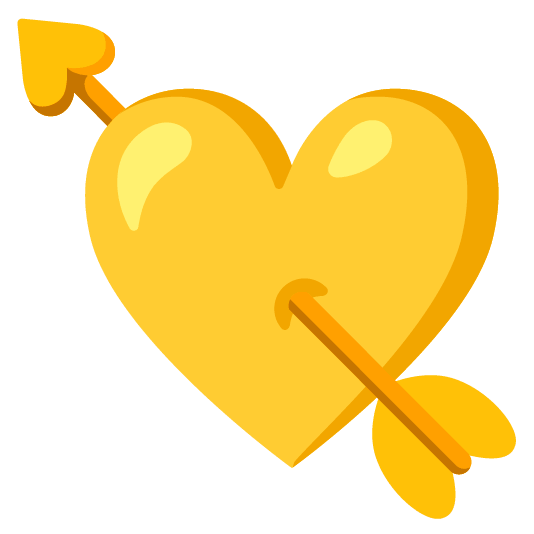 yellow heart cupid