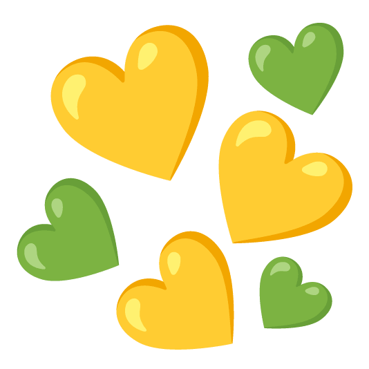 yellow heart green heart