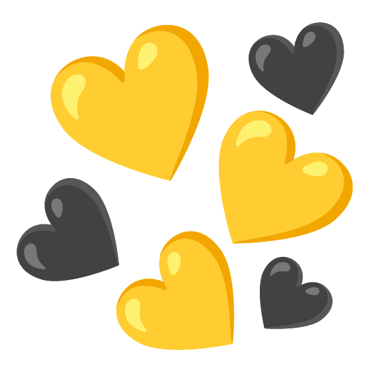 yellow heart black heart