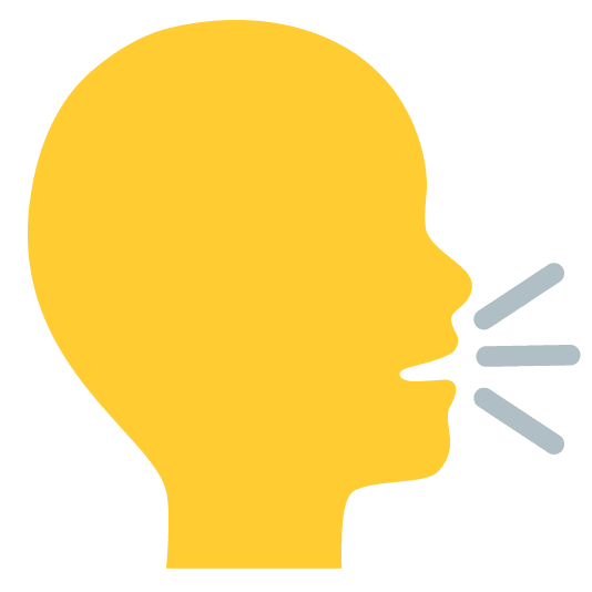 yellow heart speaking head in silhouette