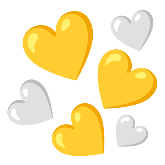 yellow heart white heart