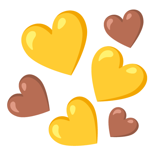 yellow heart brown heart