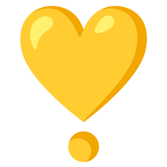 yellow heart heavy heart exclamation mark ornament
