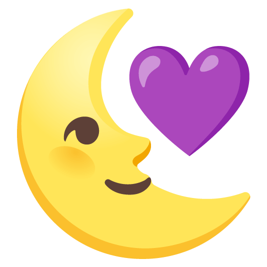 purple heart last quarter moon with face