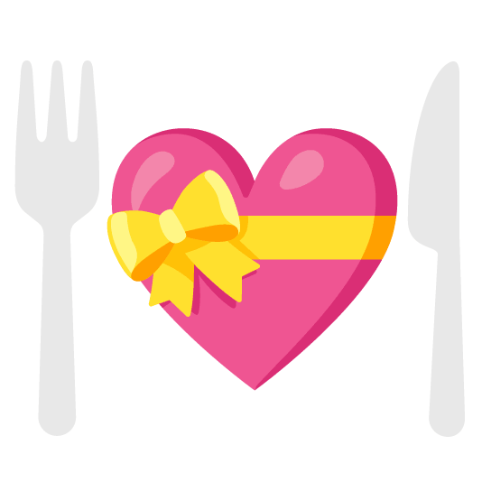 gift heart knife fork plate