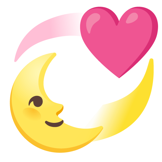 revolving hearts last quarter moon with face