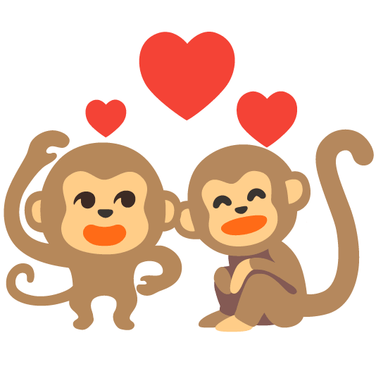 revolving hearts monkey face