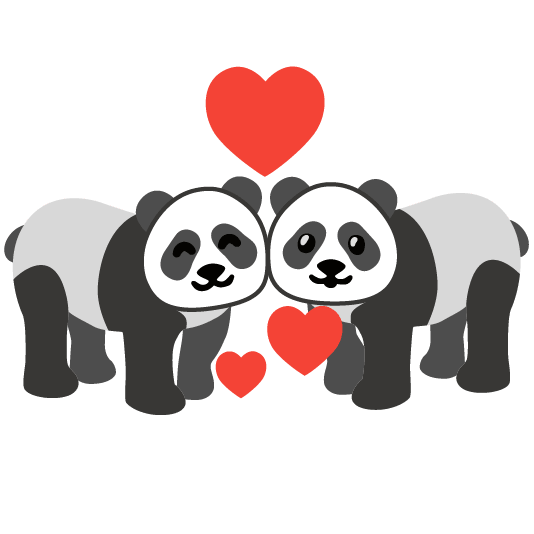 revolving hearts panda face