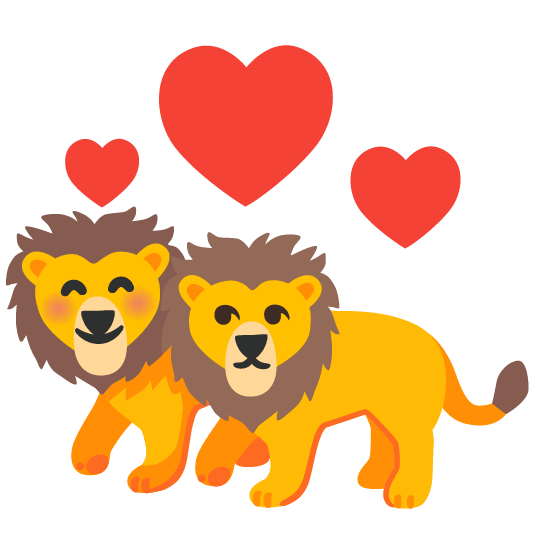revolving hearts lion face