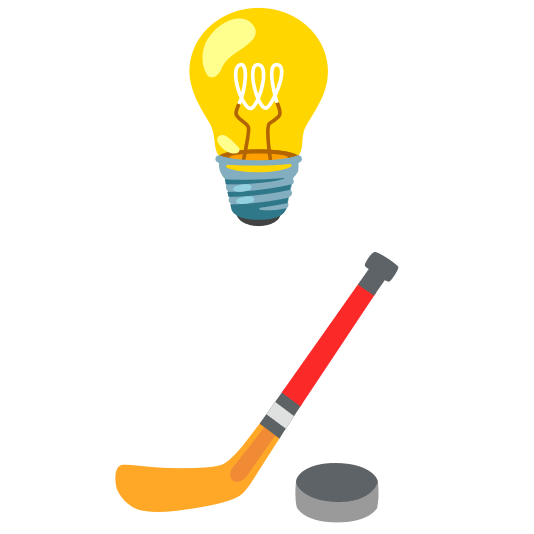 bulb ice hockey stick and puck