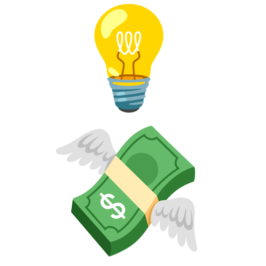 bulb money with wings