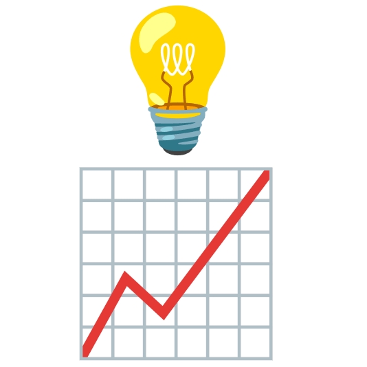 bulb chart with upwards trend