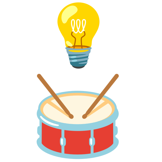 bulb drum with drumsticks