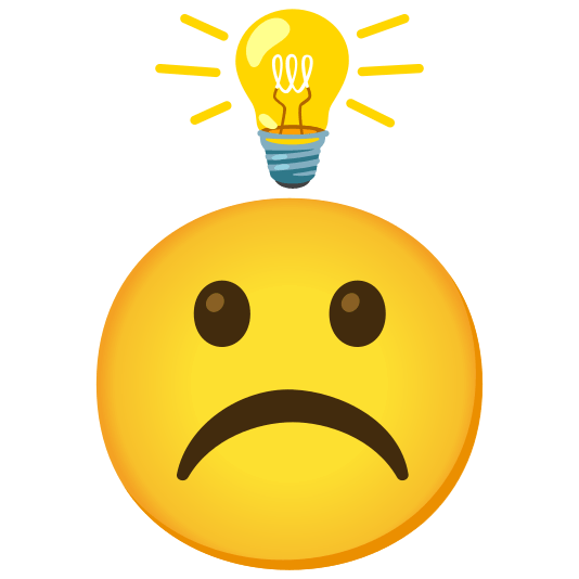 bulb white frowning face