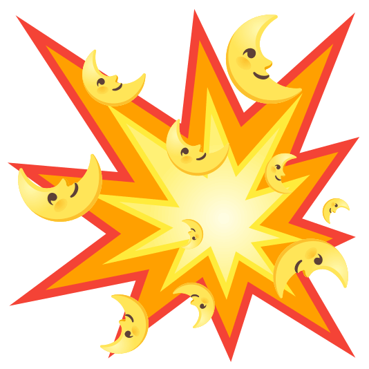 boom last quarter moon with face