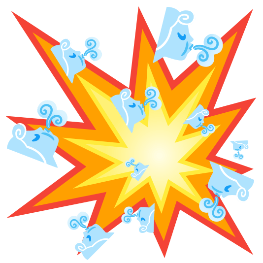 boom wind blowing face