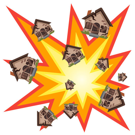 boom derelict house building