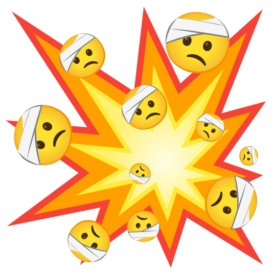 boom face with head bandage