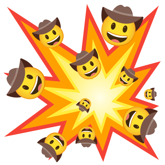 boom face with cowboy hat