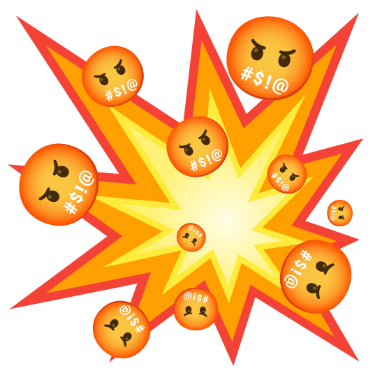 boom face with symbols on mouth