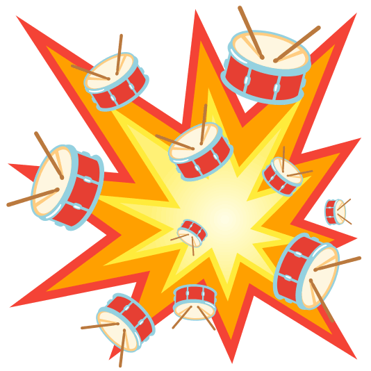 boom drum with drumsticks