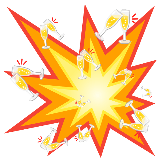 boom clinking glasses