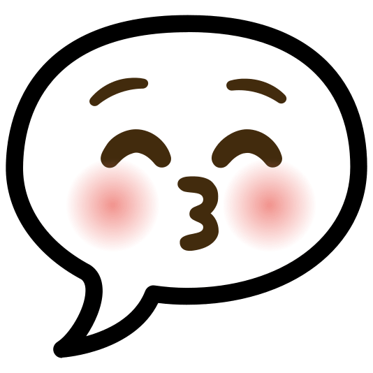speech balloon kissing closed eyes