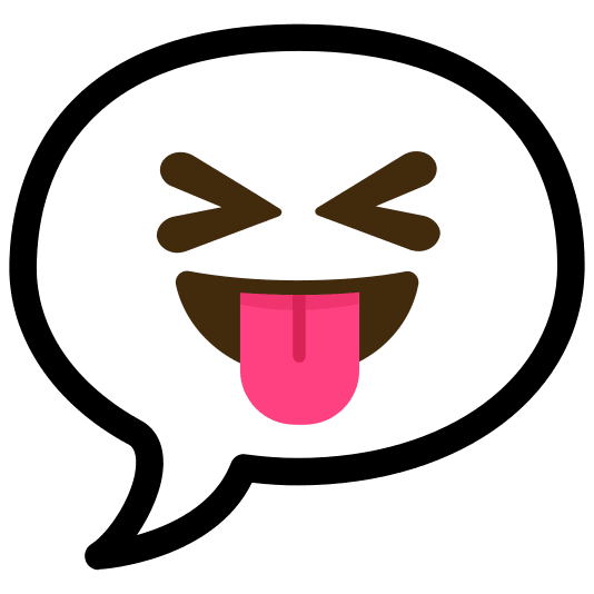 speech balloon stuck out tongue closed eyes