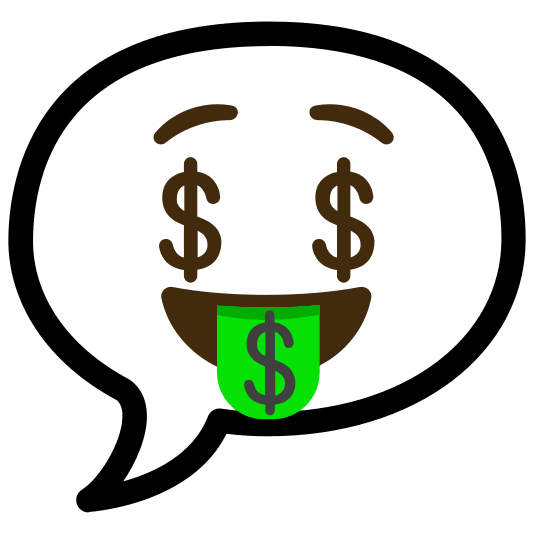 speech balloon money mouth face