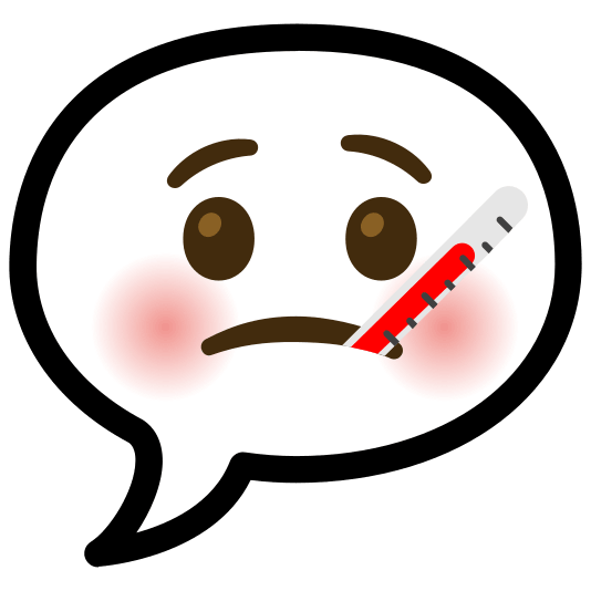 speech balloon face with thermometer