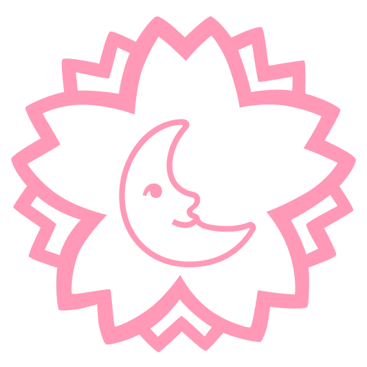 white flower last quarter moon with face