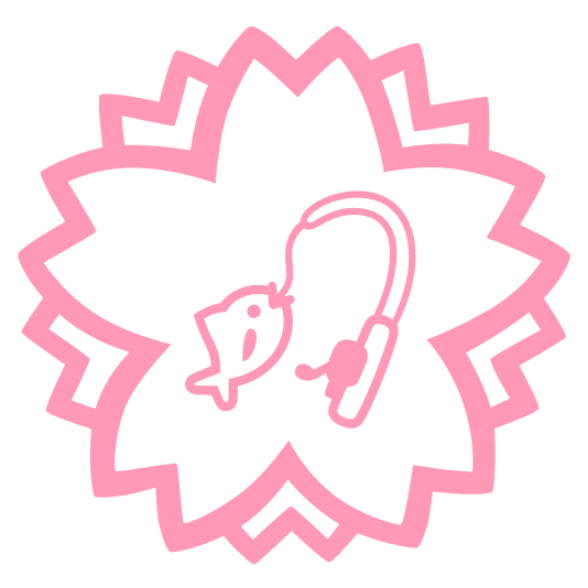 white flower fishing pole and fish