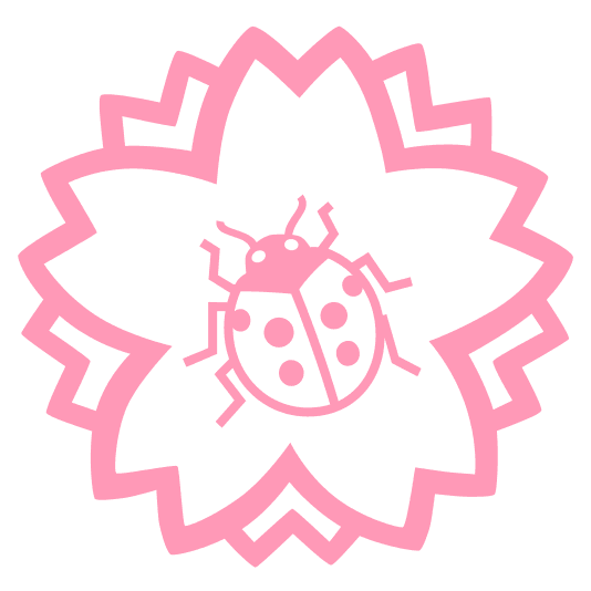 white flower ladybug