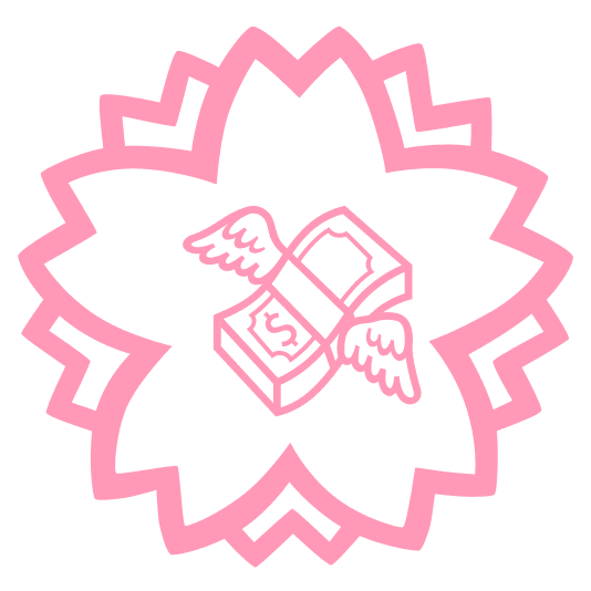 white flower money with wings