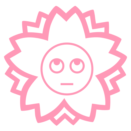 white flower face with rolling eyes