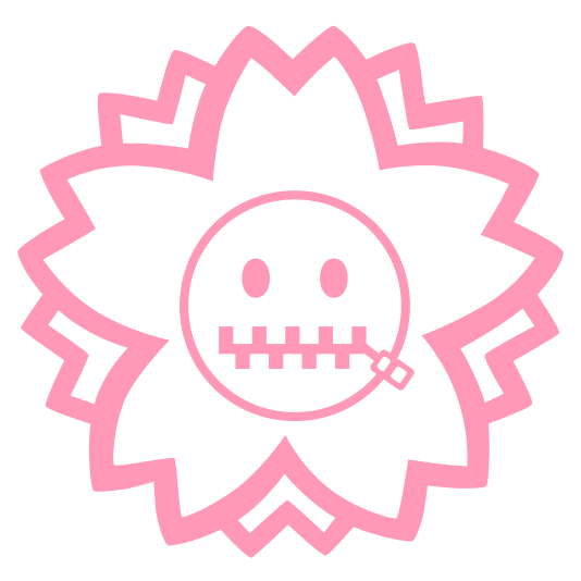 white flower zipper mouth face