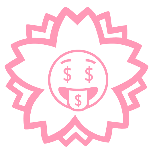 white flower money mouth face