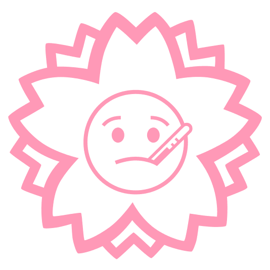 white flower face with thermometer