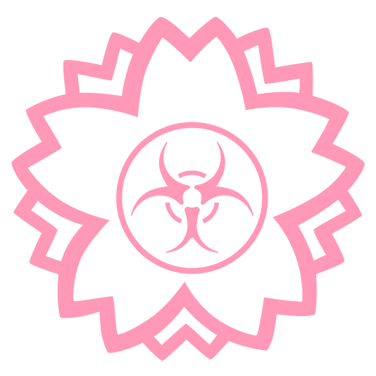 white flower biohazard sign