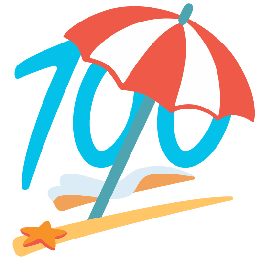 100 beach with umbrella