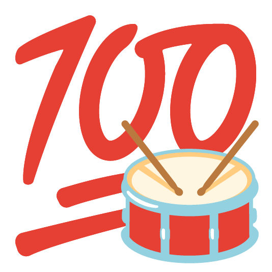 100 drum with drumsticks