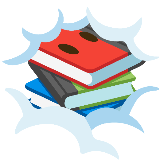 books face in clouds